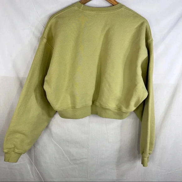 SET ACTIVE Womens Heavyweight Cropped Crewneck Sweatshirt Green Sz M Outdoor - Picture 3 of 9